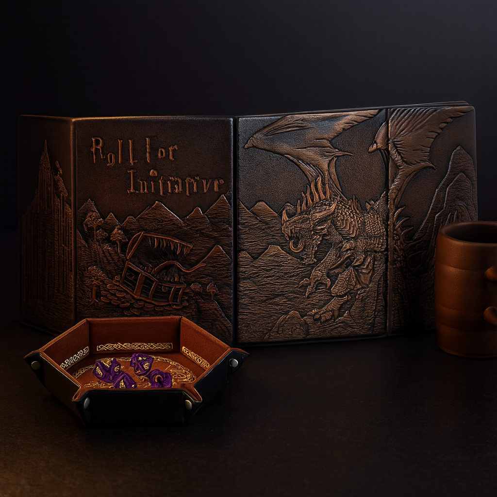 Premium Faux Leather 4-Panel Dungeon Master Screen