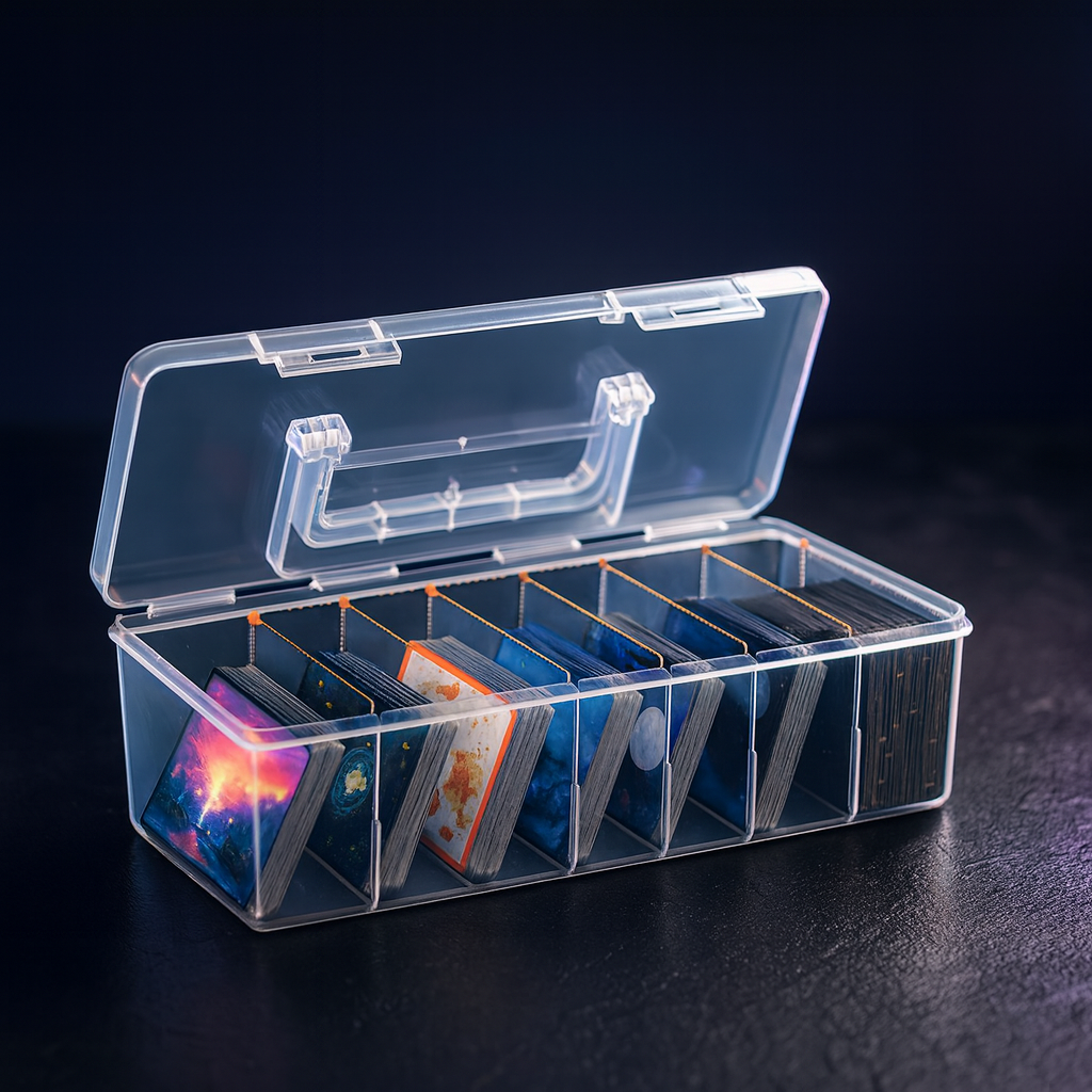 Trading Card Storage Box, Holds 650+ Sleeved Cards, Clear