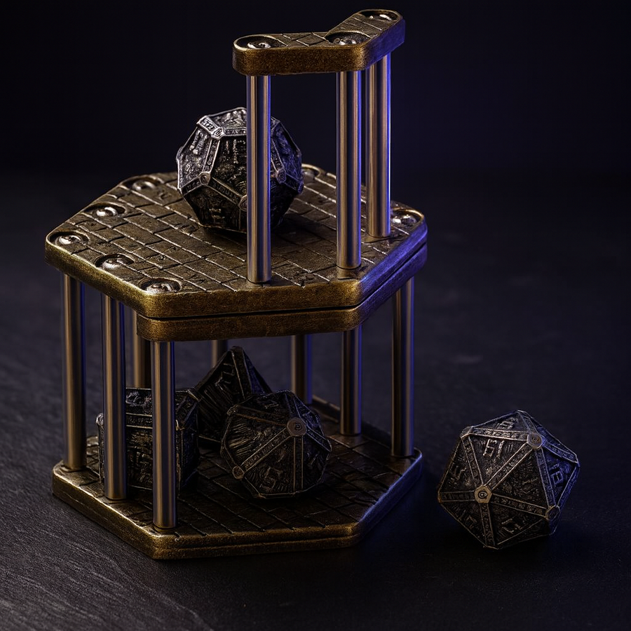 Metal Dice Jail, Bronze Cage Prison for Bad Dice