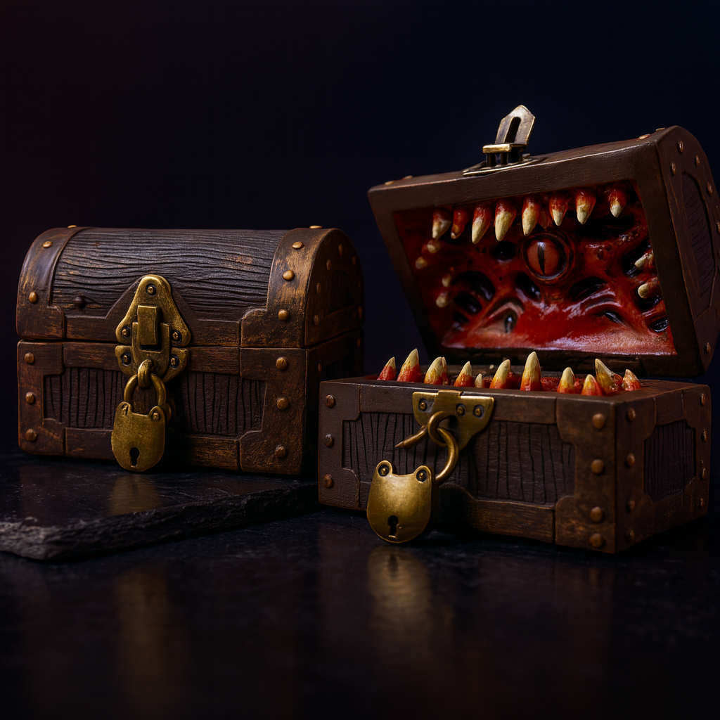 Mimic Dice Box with Free Lock & Key, Holds 4 Polyhedral Sets
