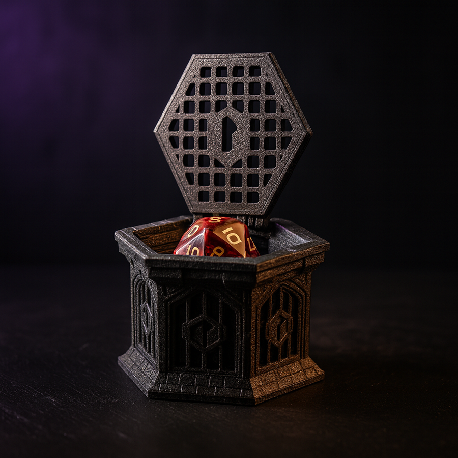 Dice Jail with Clip-On Lid, Cage Prison for RPG Dice