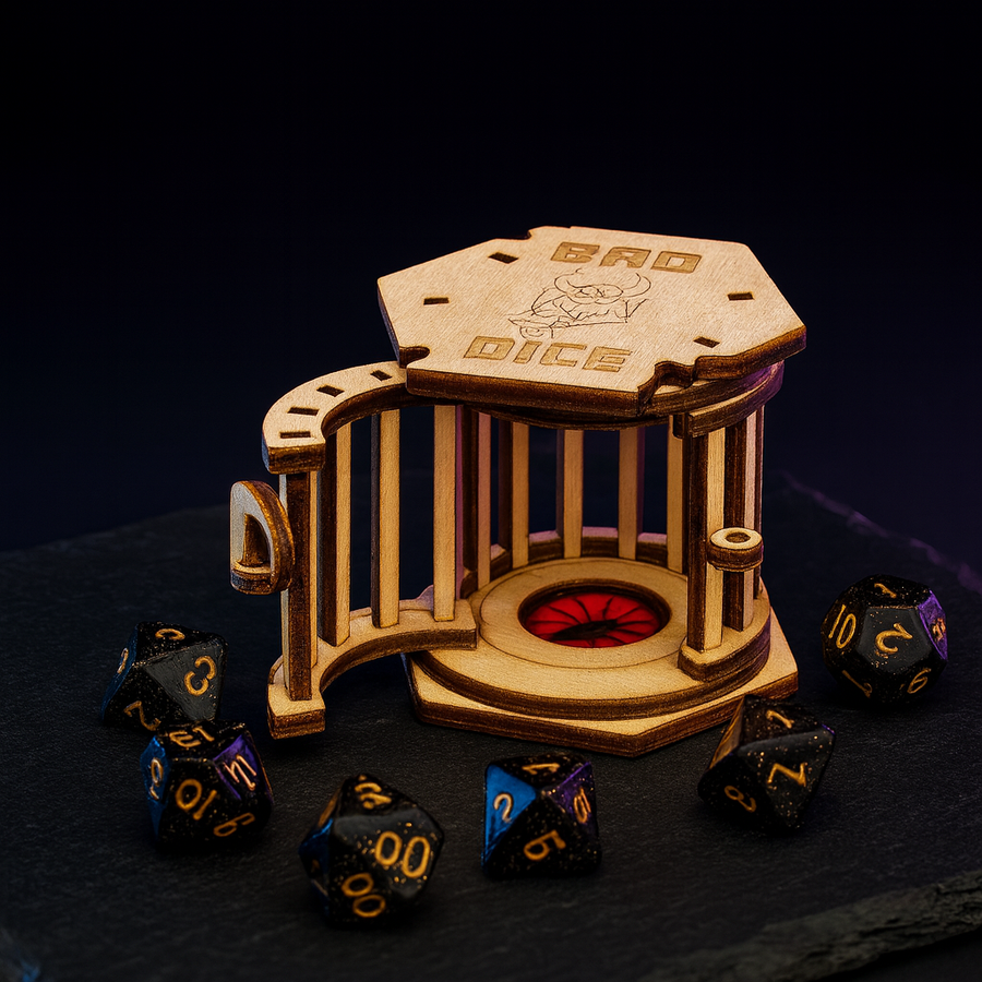 DnD Dice Jail, Wood Cage Prison with Working Lock