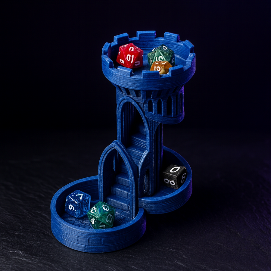 Spiral Staircase Dice Tower and Tray for D&D Dice Rolling