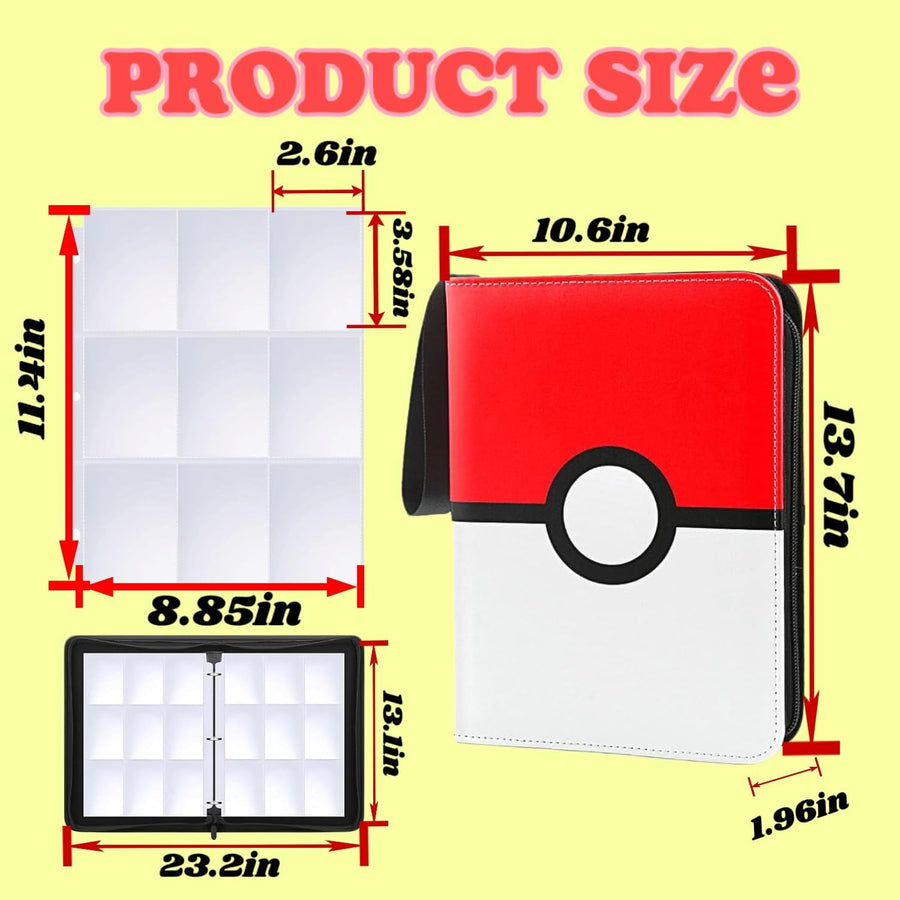 Pokemon Card Binder, 900 Cards, Zip, 50 Sleeves