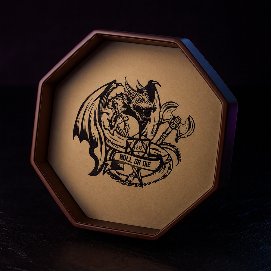 Octagon Dice Tray with Lid for D&D and RPG Dice Games