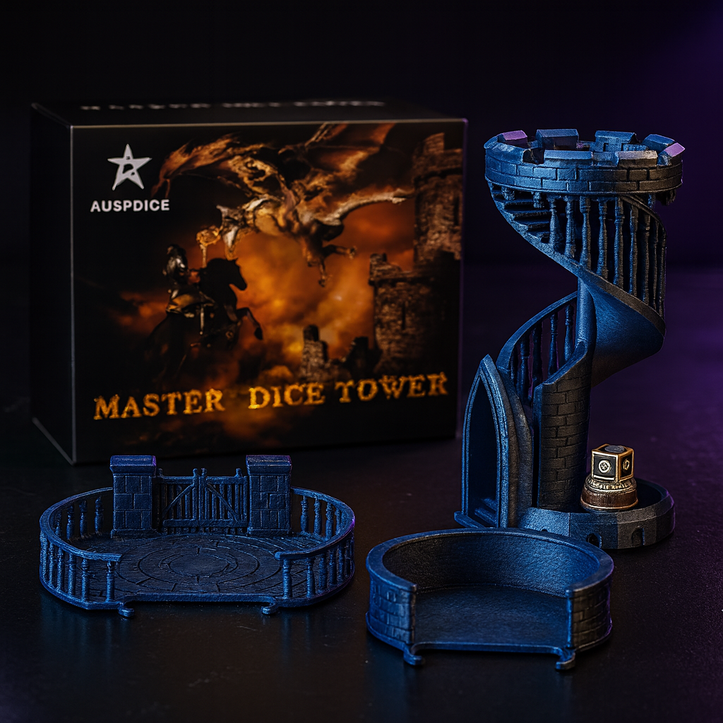 Spiral Staircase Dice Tower and Tray for D&D Dice Rolling