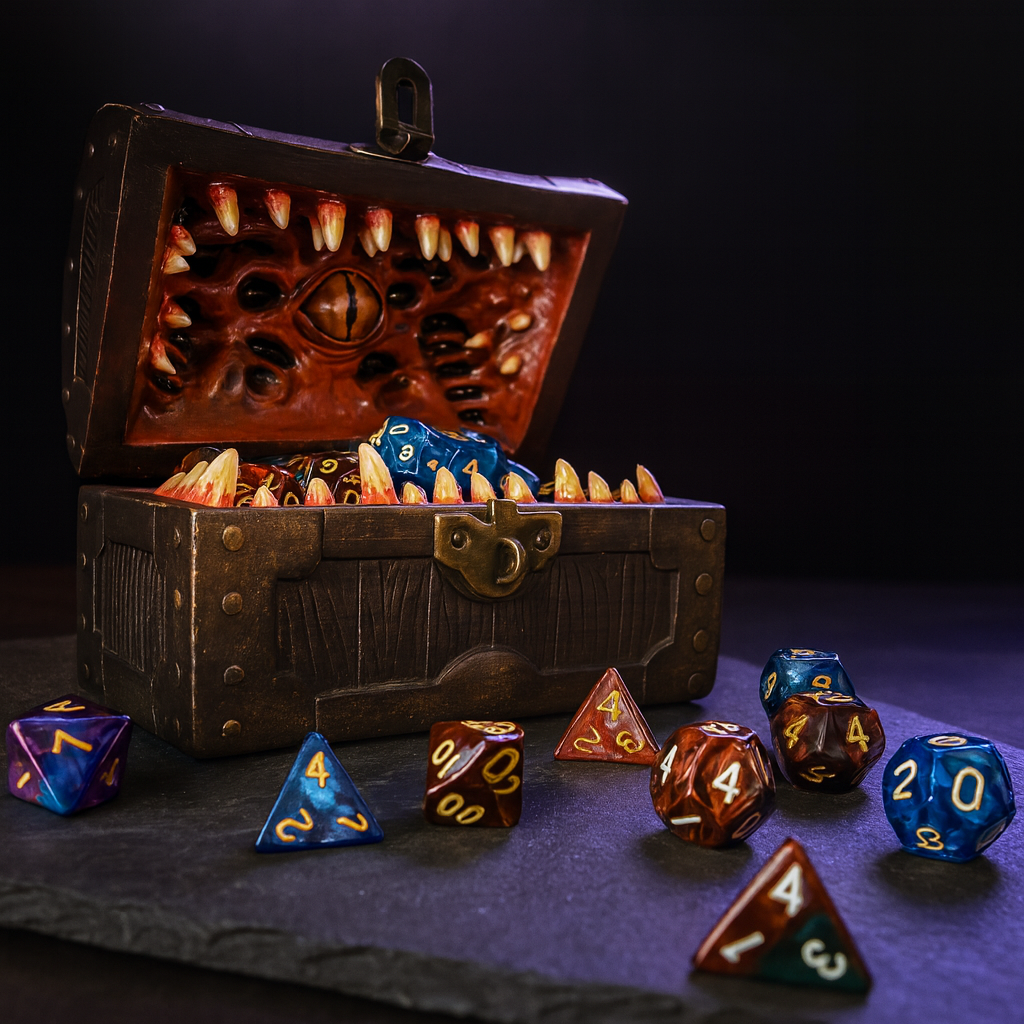 Mimic Dice Box with Free Lock & Key, Holds 4 Polyhedral Sets