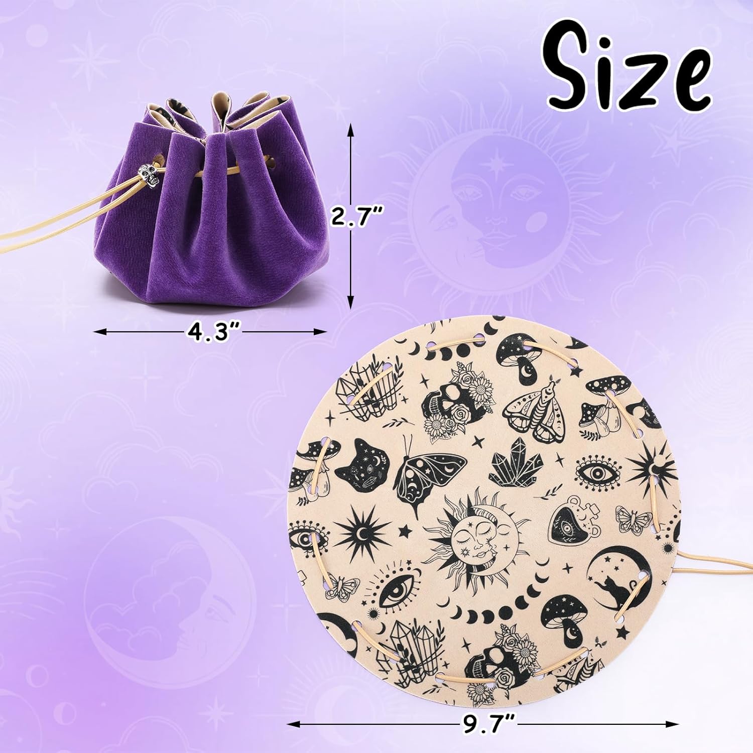 Purple DND Dice Bag with Felt Dice Tray, RPG Pouch