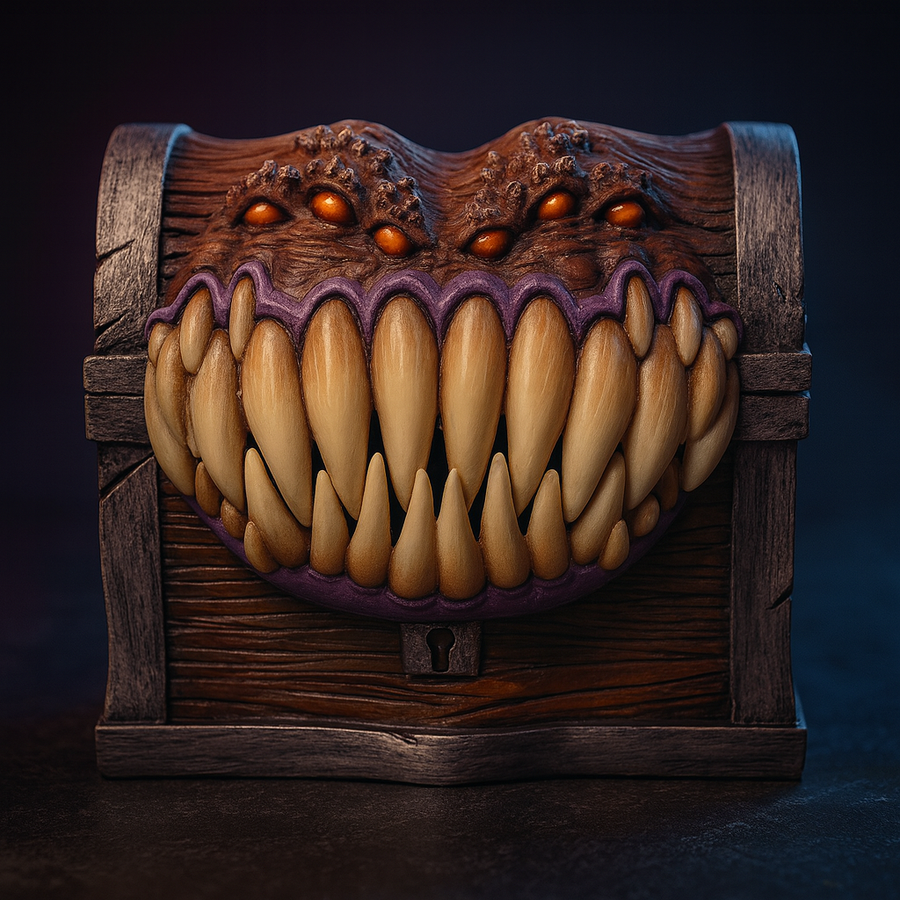 Hand-Painted Resin Mimic Dice Box, Officially Licensed D&D