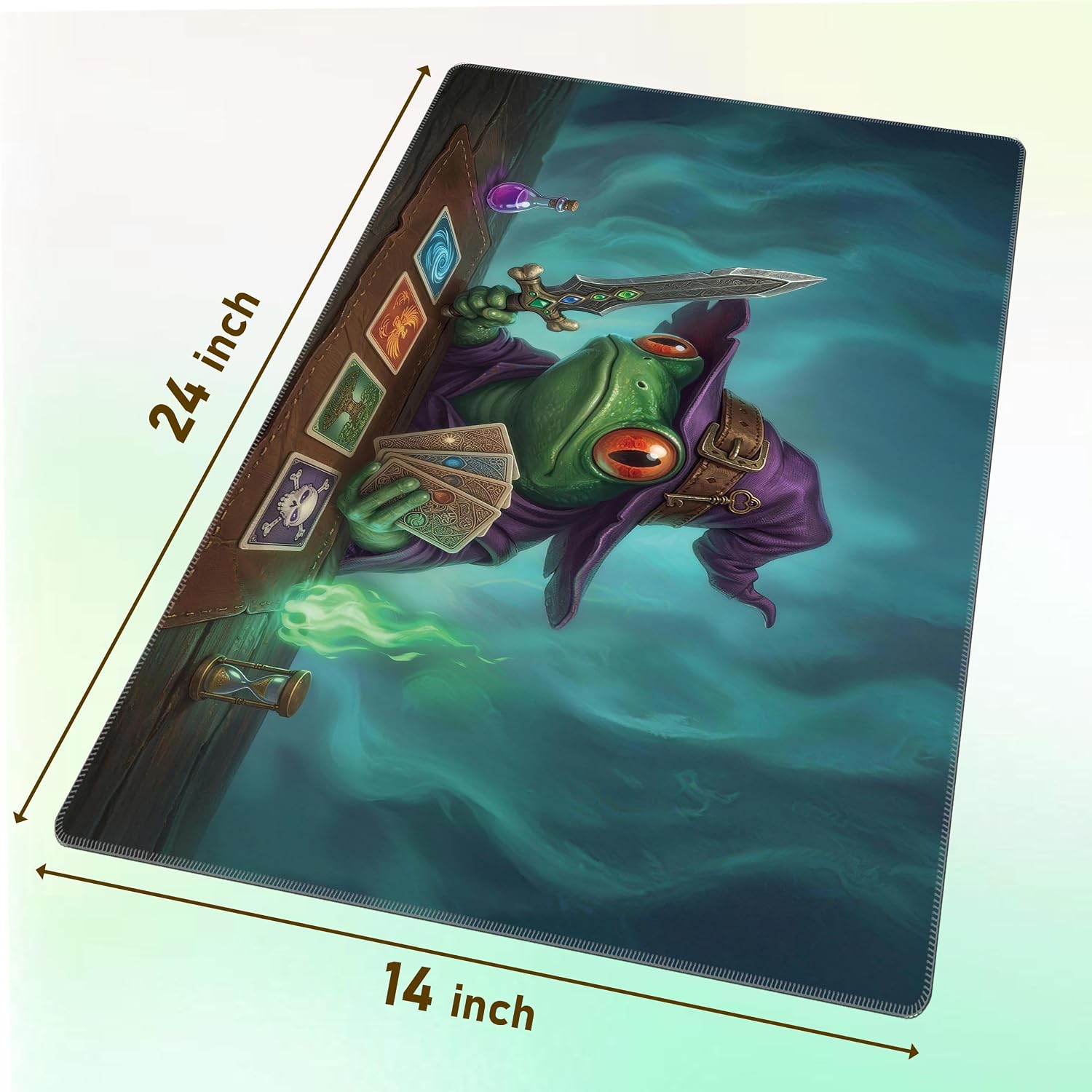 TCG Battle Set Frog Duelist Stitched Playmat 24x14 Dice Bag