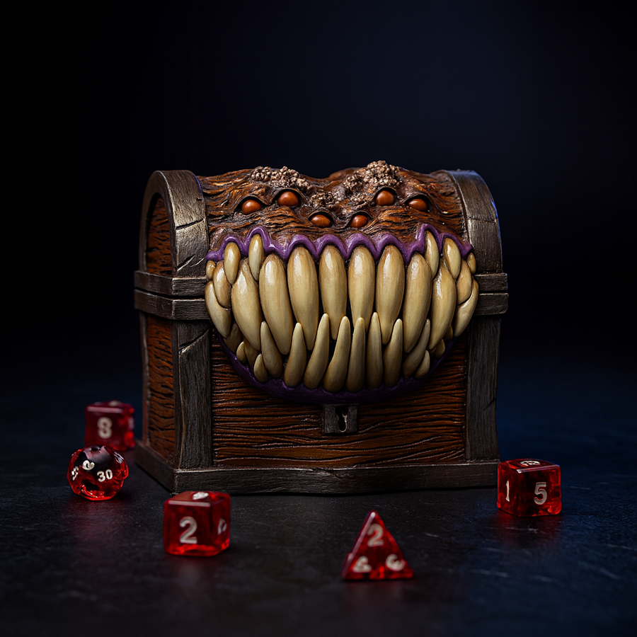 Hand-Painted Resin Mimic Dice Box, Officially Licensed D&D