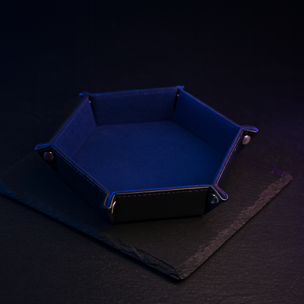 Folding Leather Hexagon Dice Tray for D&D and Tabletop RPG