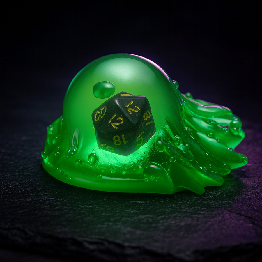Dice Jail Cube, Translucent Green Holder with 7 Dice