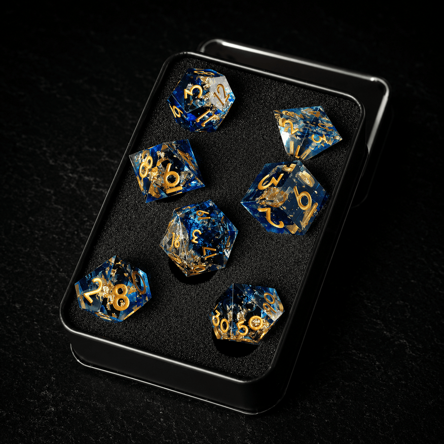 Artisan Sharp-Edge Resin Dice Set, DnD dice for tabletop RPGs