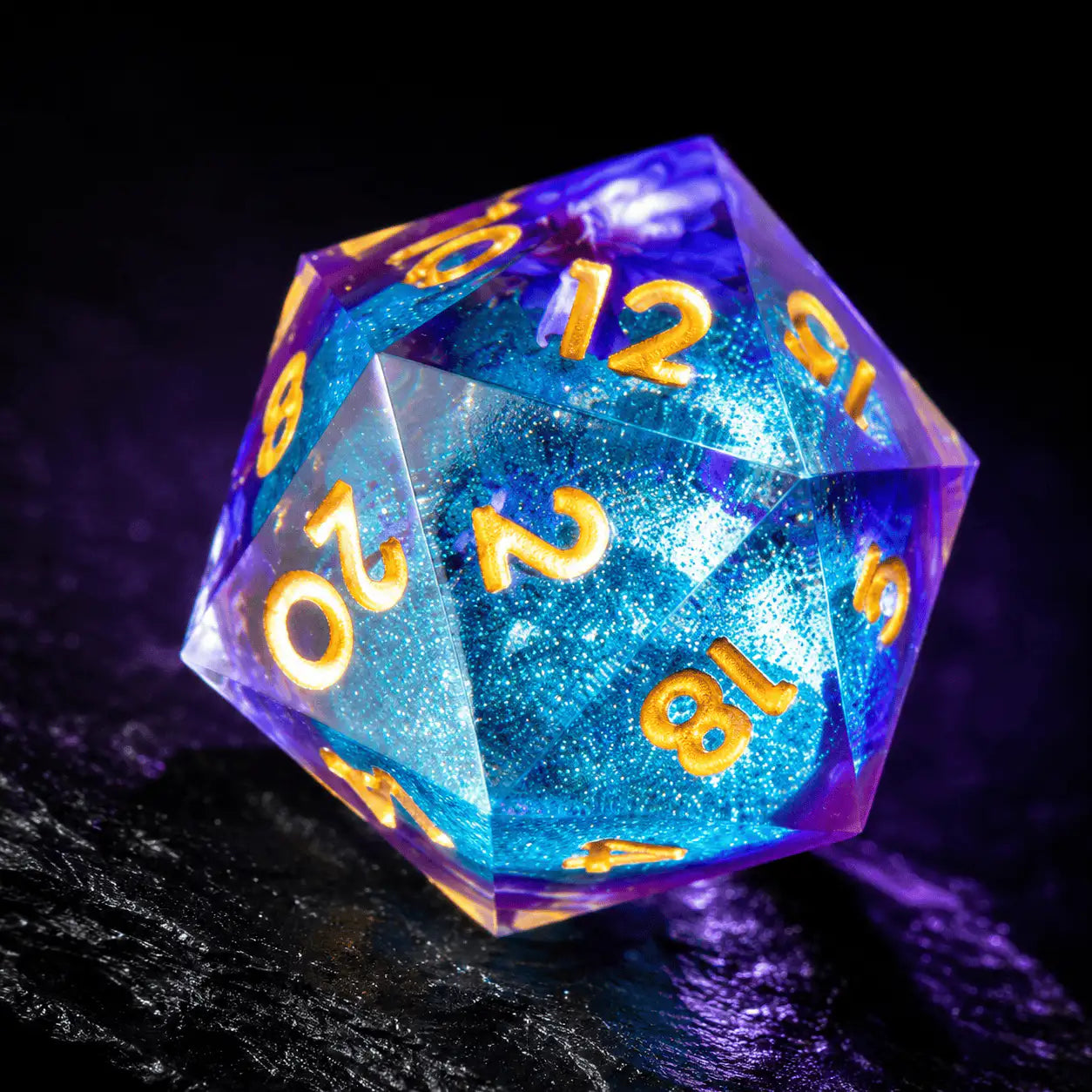 Purple Liquid Core Dice Set, DnD dice