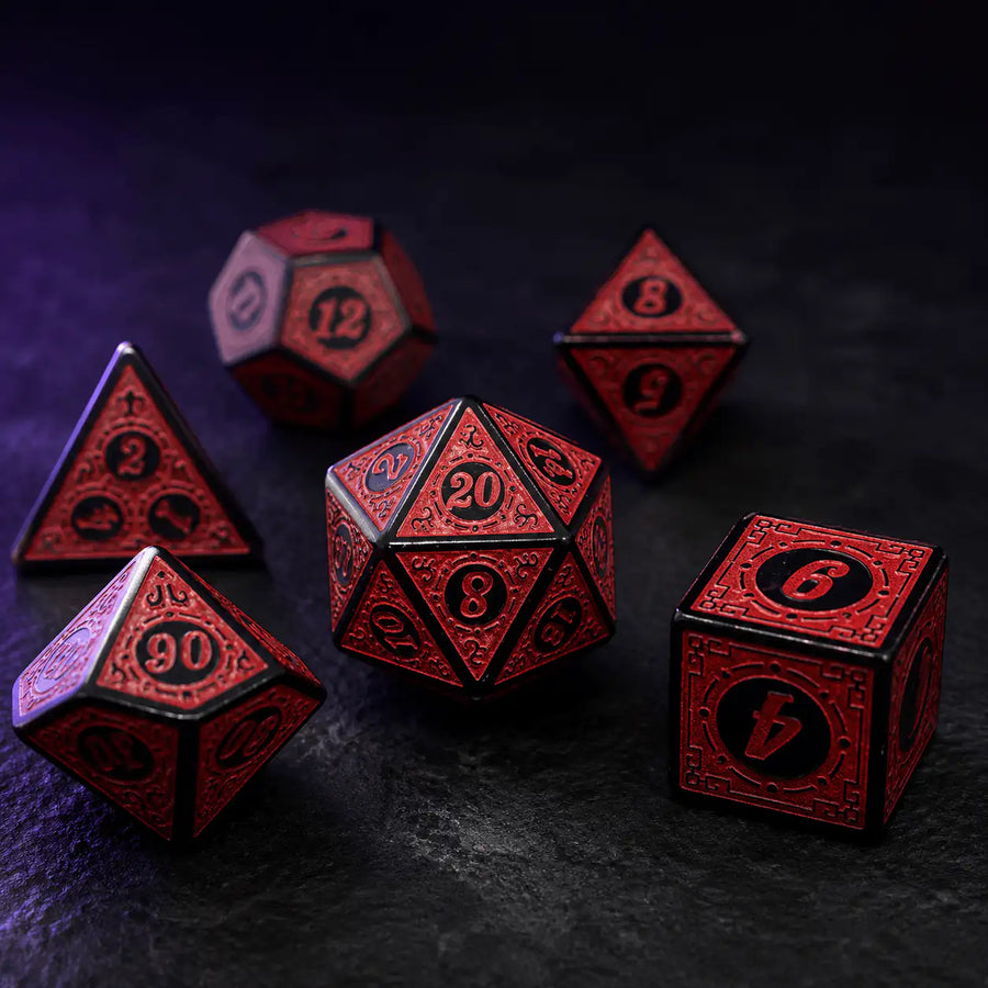 Adventurer's Sharp-Edge Dice Set in Red, DnD dice