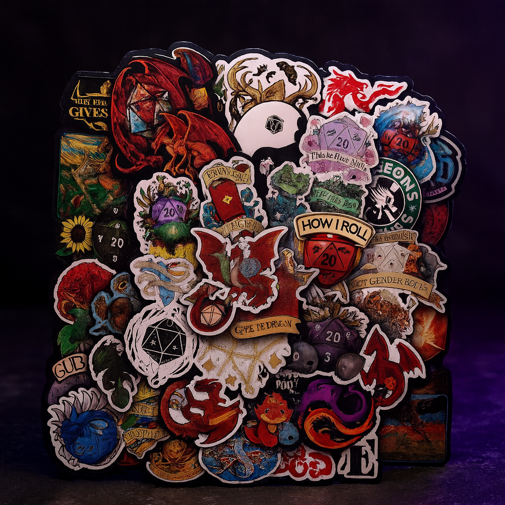 DnD Stickers 50 Pack, Anime Character Vinyl Decal Set