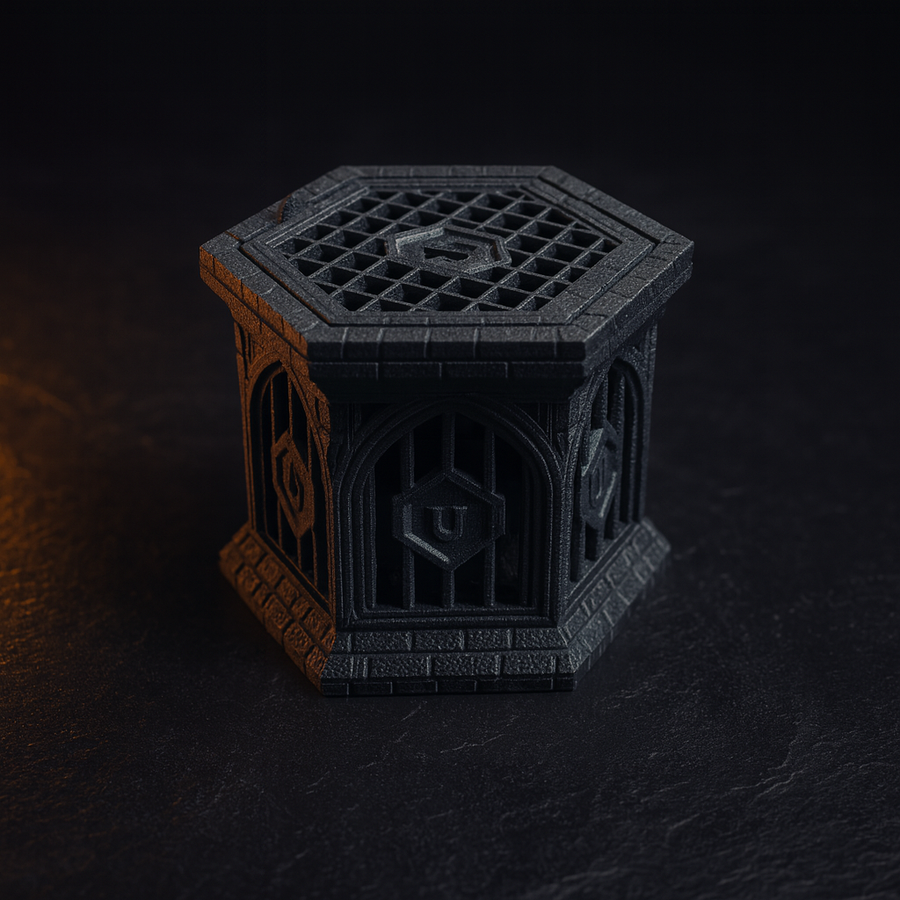 Dice Jail with Clip-On Lid, Cage Prison for RPG Dice
