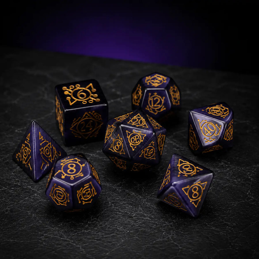 Purple Gemstone Dice Set, DnD dice