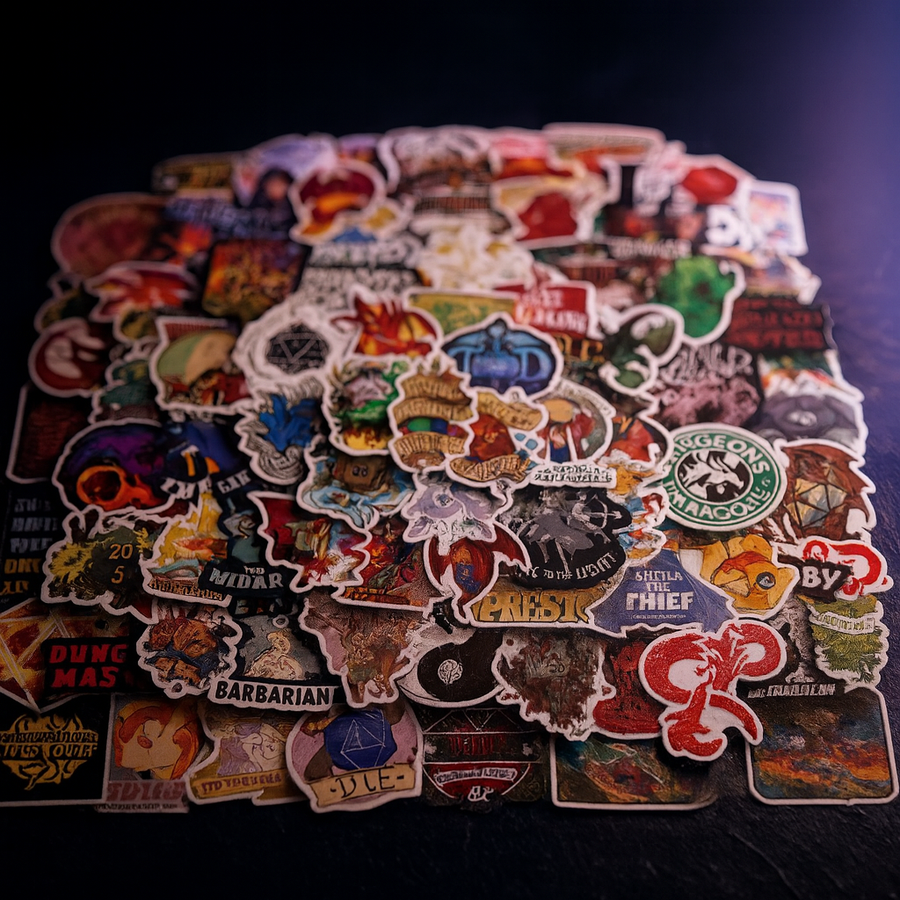 DnD Stickers 100 Pack, Dragon Vinyl Decals for Laptops