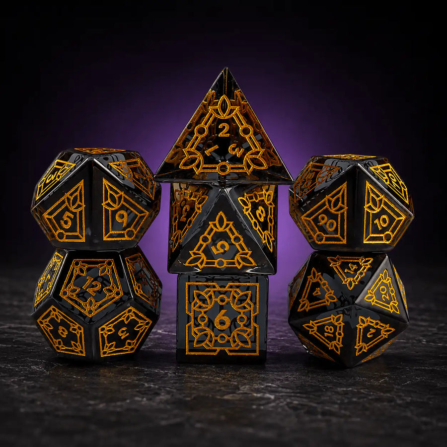 Grey Glass Dice Set, DnD dice