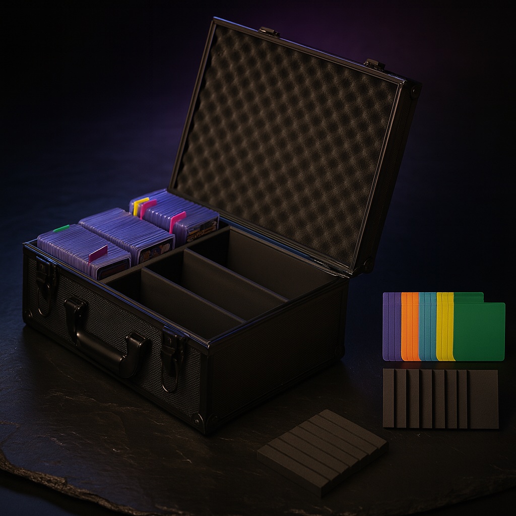 Card Storage Box for Toploaders, Holds 610+ with Dividers