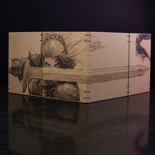 Wooden 4-Panel Magnetic Engraved Dungeon Master Screen