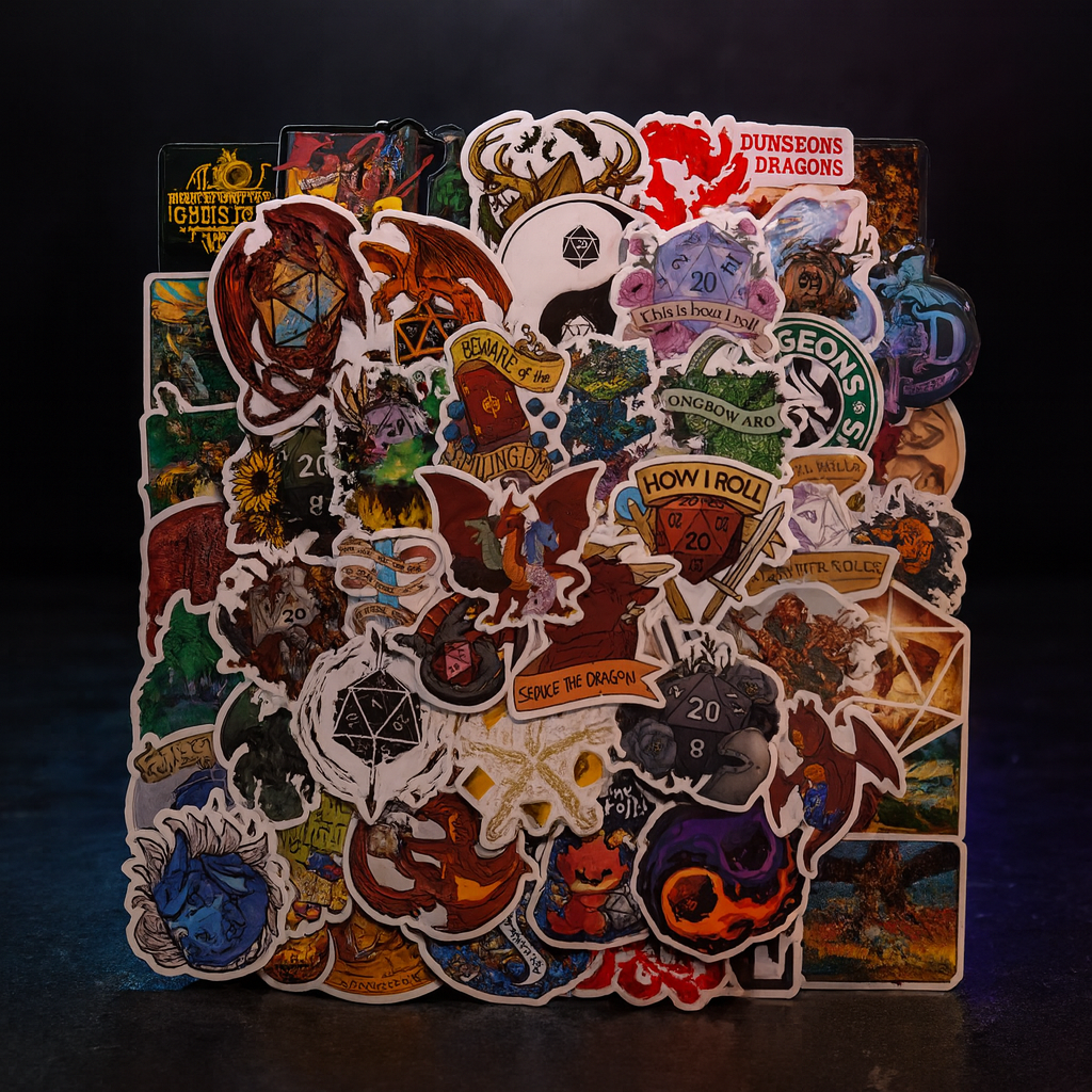 DnD Stickers 50 Pack, Dragon Decals for Water Bottles