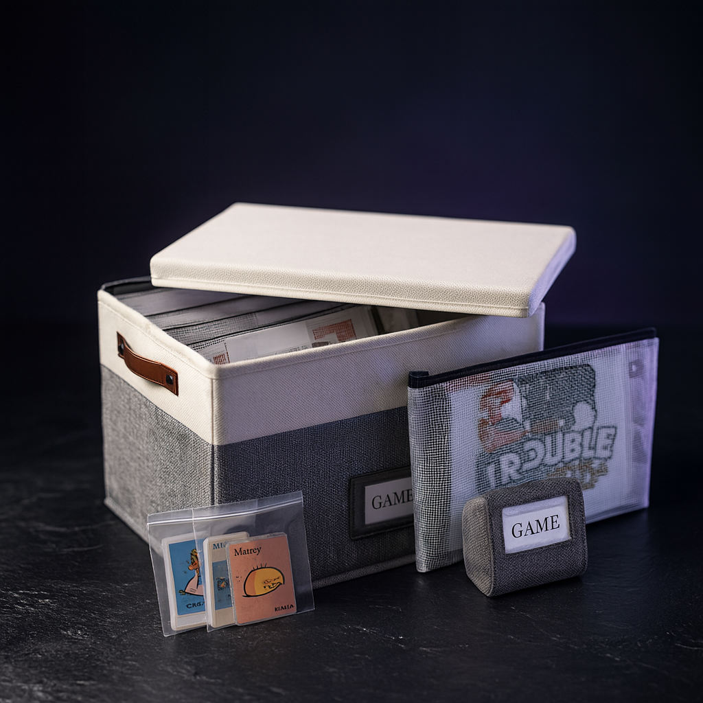 Board Game Organizer with 12 Zipper Bags and Labels