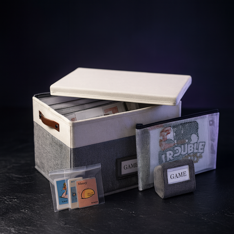Board Game Organizer with 12 Zipper Bags and Labels