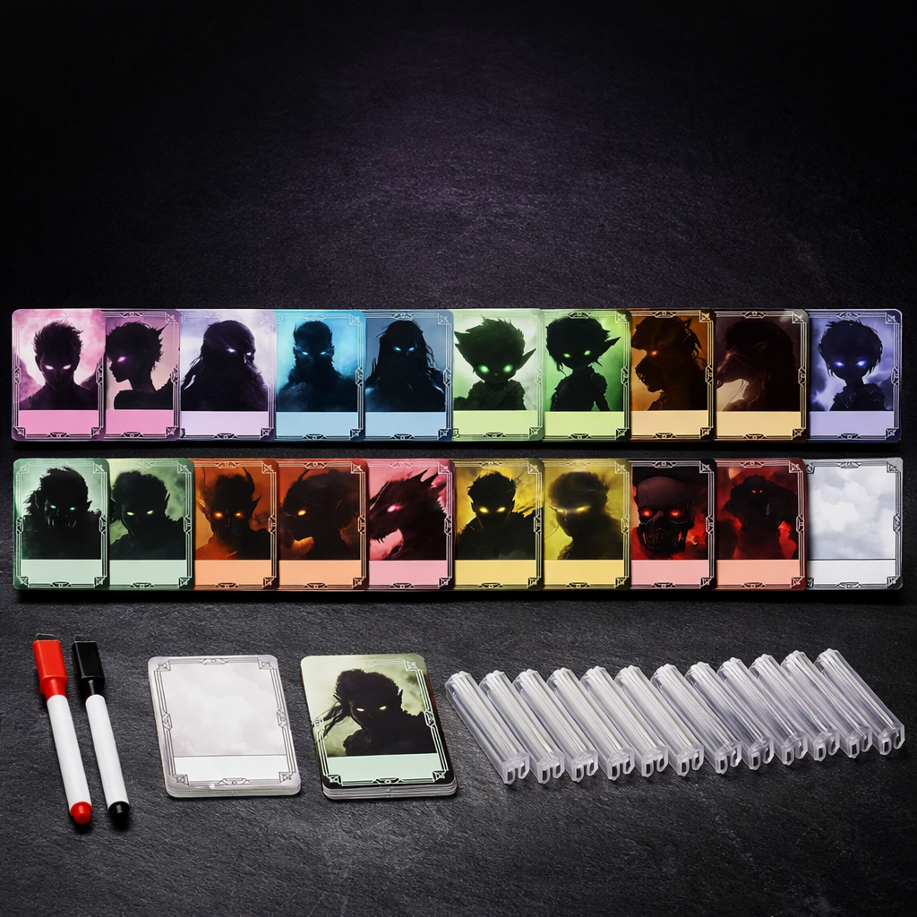 50pc Initiative Tracker for D&D DM Screen Encounters on black slate tabletop Dice Armory studio background