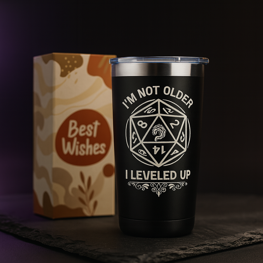 "I'm Not Older, I Leveled Up" DM Gift Tumbler, 20 oz