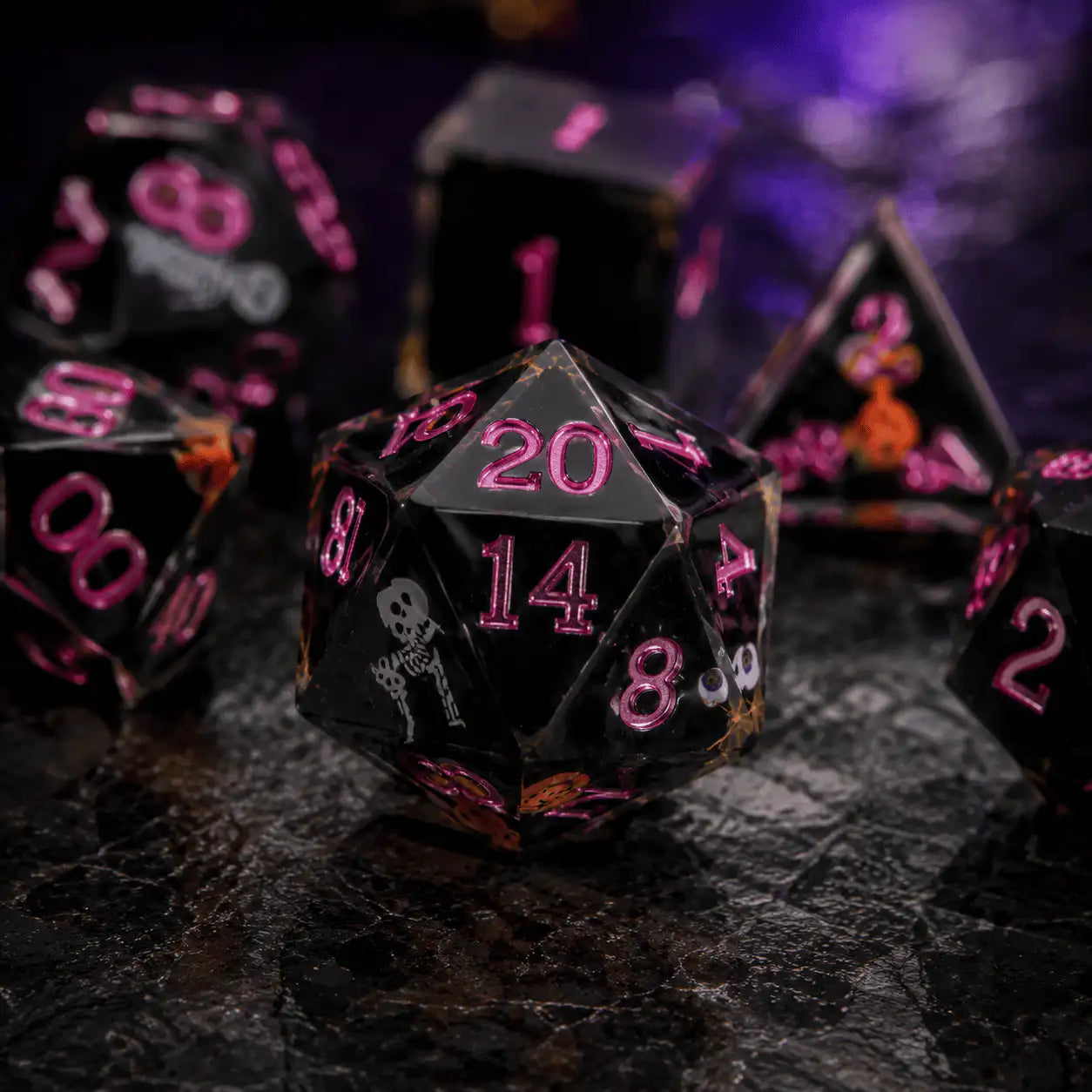 Skull & Heart Sharp-Edge Dice Set, DnD dice