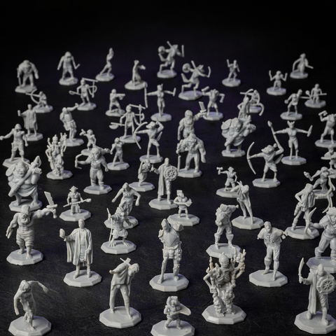 56 unbemalte Dungeon-Monster: Goblins, Orks, Skelette
