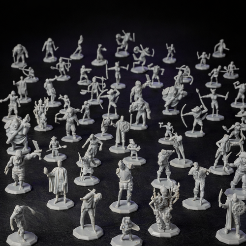 56 unbemalte Dungeon-Monster: Goblins, Orks, Skelette