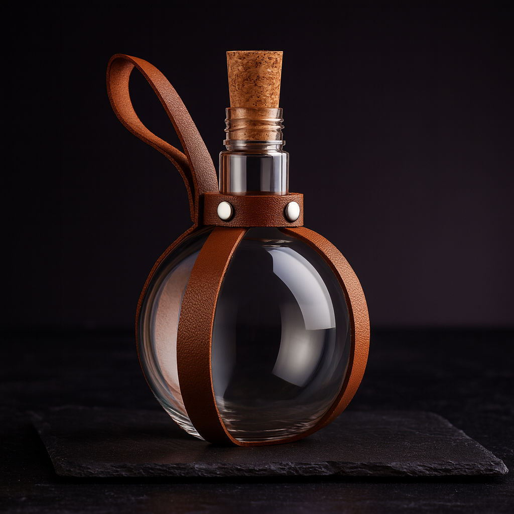 Fantasy Potion Bottles, 3 Set 8 oz with Cork and Leather Belt