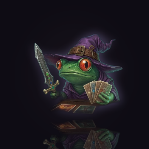 TCG Battle-Set Frog Duelist vernähte Playmat 24x14 Würfelbeutel