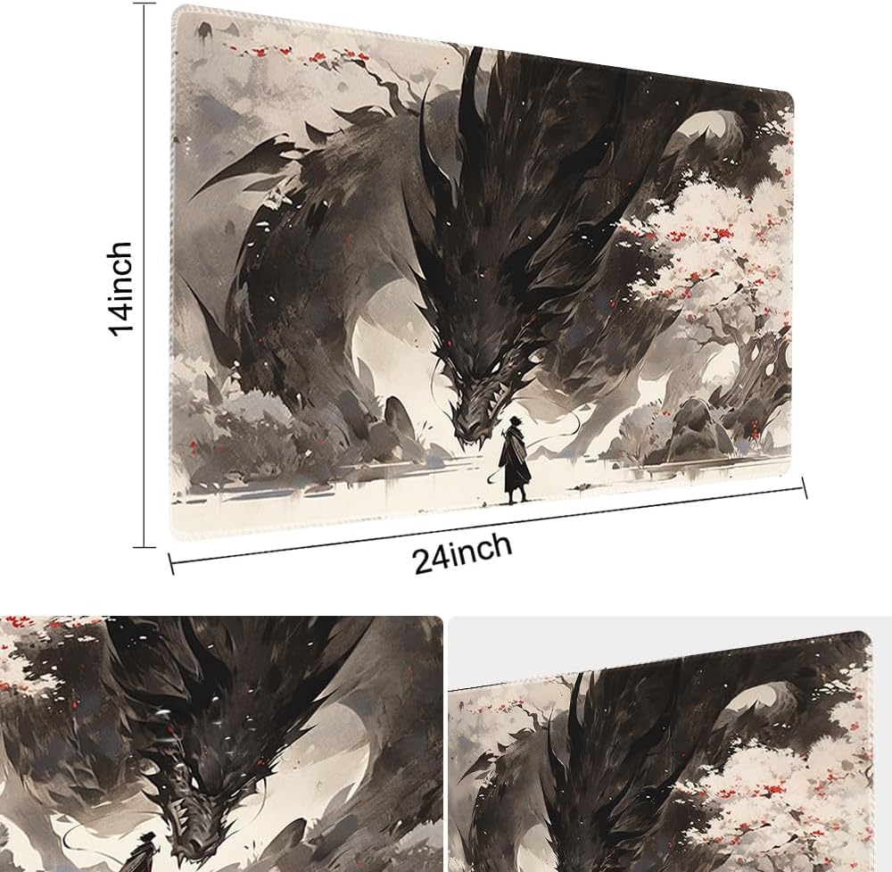 MTG Playmat 24x14 Shadow Dragon Non-Slip TCG Game Mat