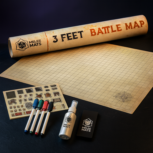Wet and Dry Erase Battle Map Grid 24x36 for D&D