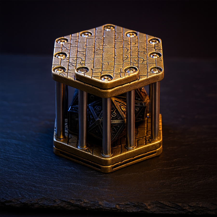 Metal Dice Jail, Bronze Cage Prison for Bad Dice