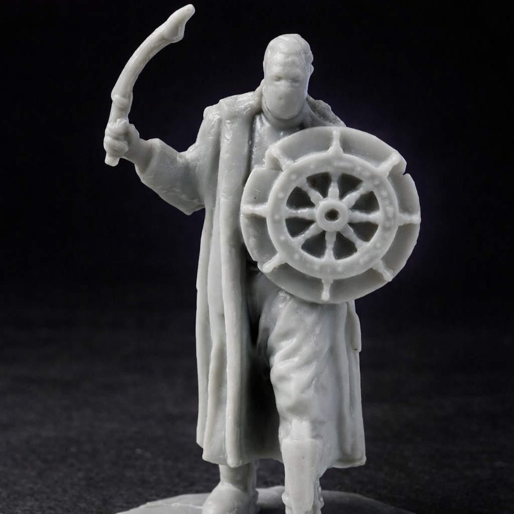 56 Unpainted  Dungeon Monster Miniatures Goblins Orcs Skeletons on black slate tabletop Dice Armory studio background