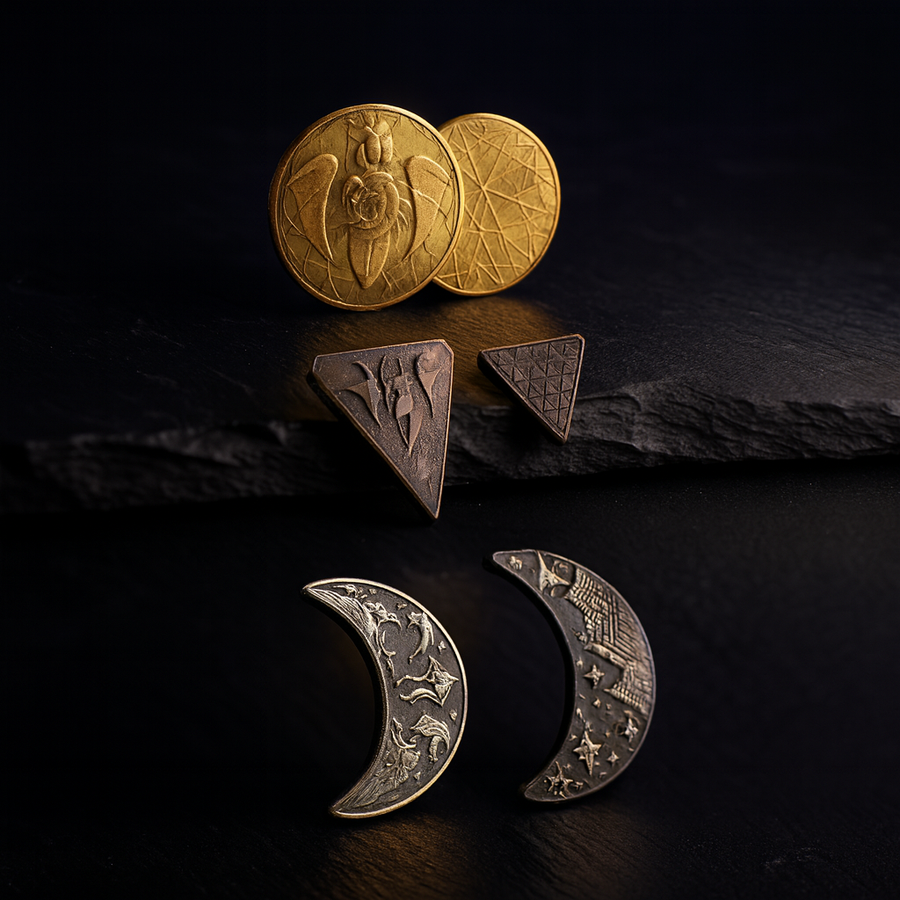 DnD Coins Set: 145 Metal Fantasy Coins, Gold Silver Copper + Pouch