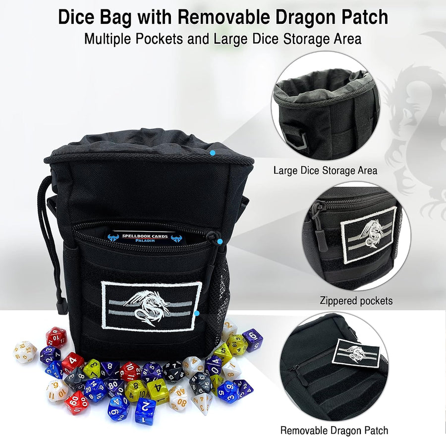 Luck Lab DND Dice Bag, Dragon Patch, Holds 200+ Dice