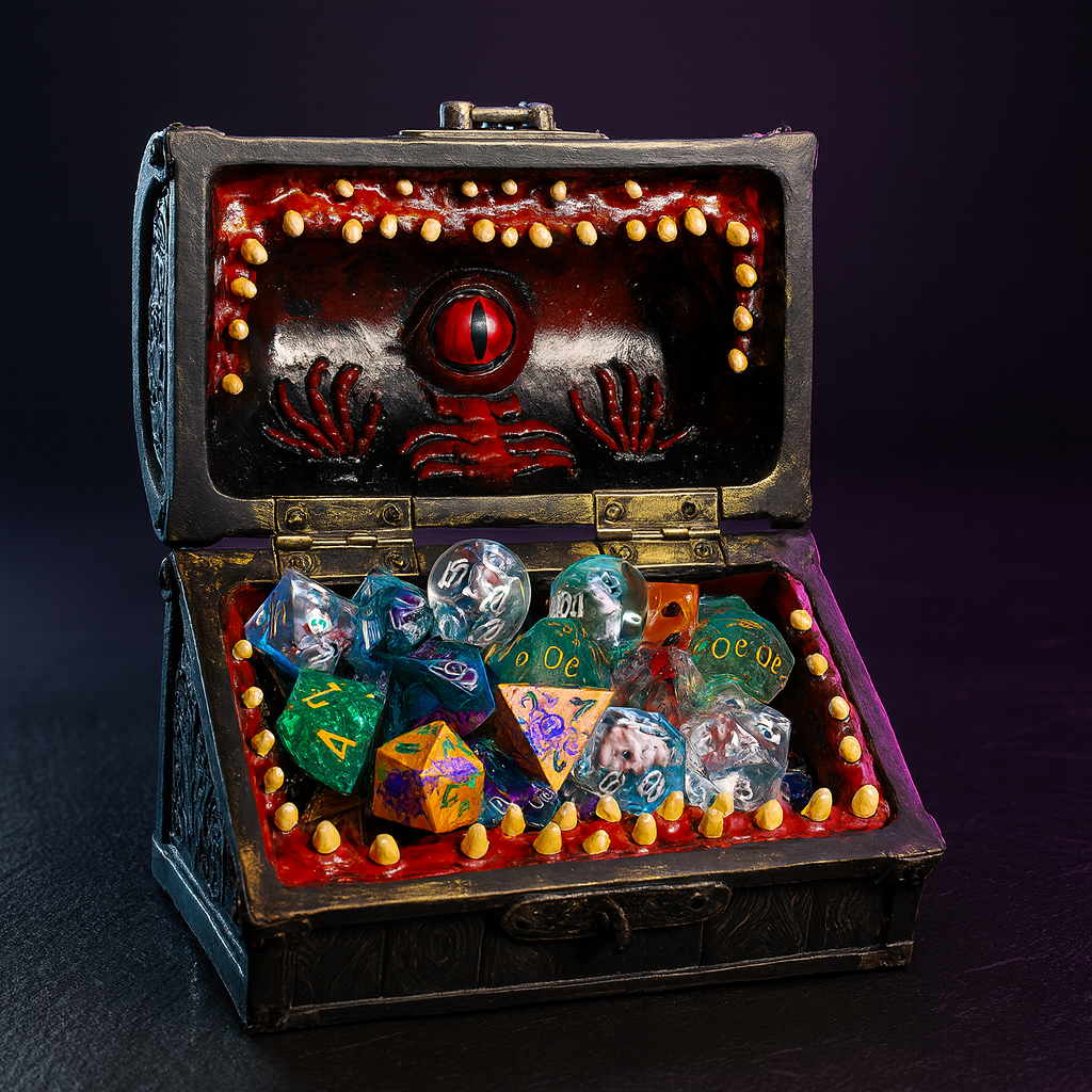 Large Mimic Chest Dice Box, Holds 6 Polyhedral Dice Sets