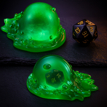 Dice Jail Cube, Translucent Green Holder with 7 Dice