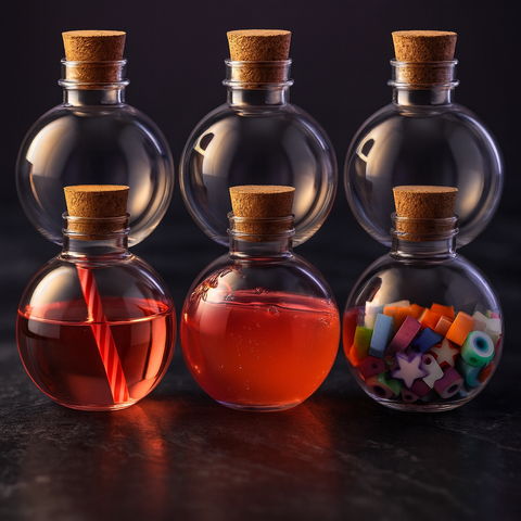 Fantasy Potion Bottles, 9 Sets 8 oz Spherical Plastic with Funnels