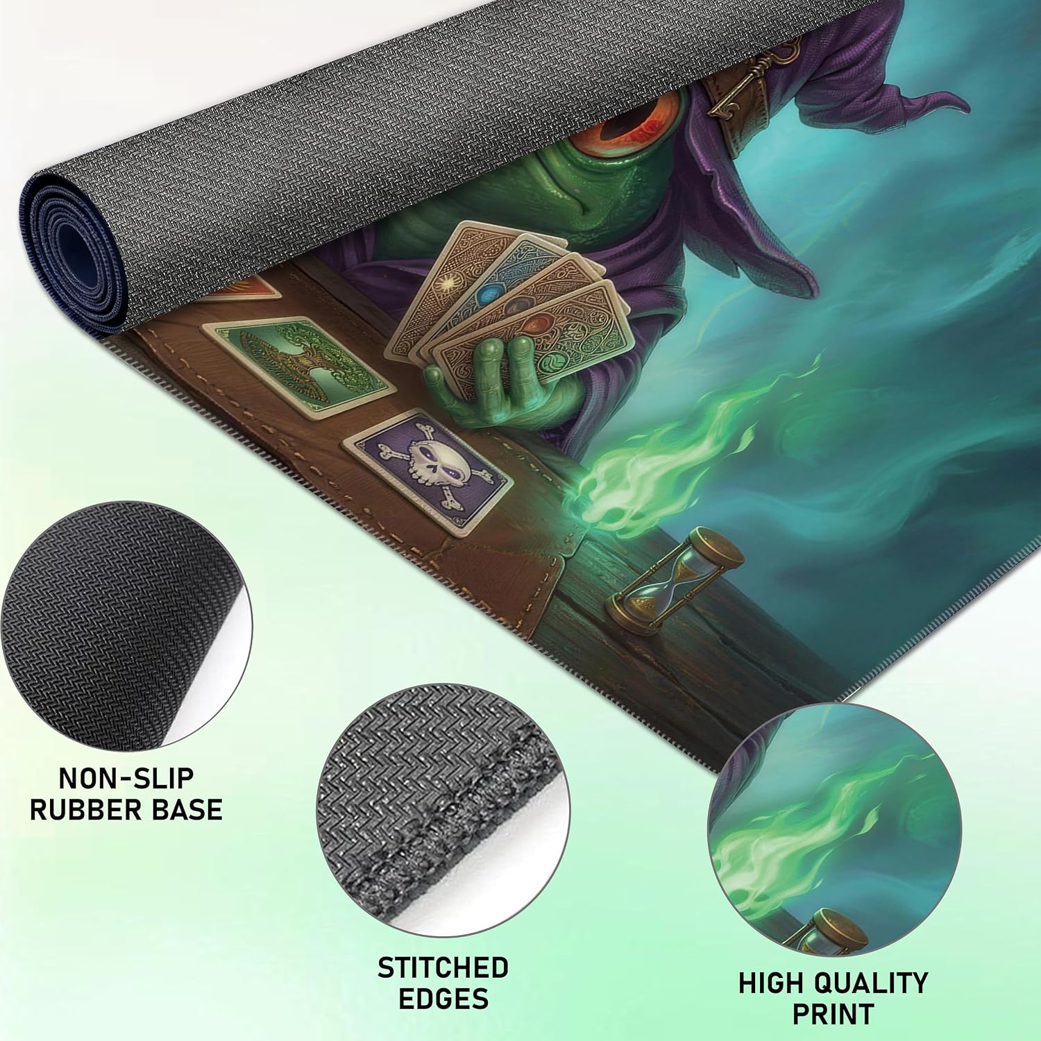 TCG Battle Set Frog Duelist Stitched Playmat 24x14 Dice Bag