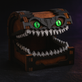 Scatola per Dadi Mimic in Legno Grimjaw, Denti e Occhi Verdi Decorazione da Scrivania