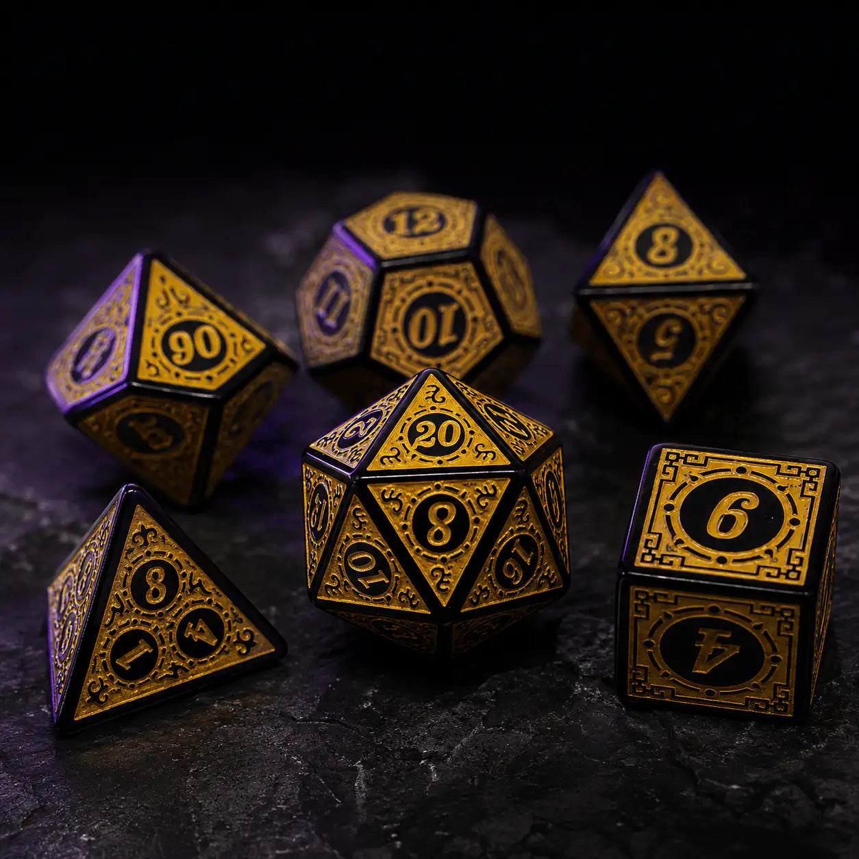 Adventurer's Sharp-Edge Dice Set in Yellow, DnD dice
