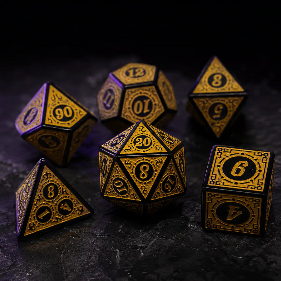 Adventurer's Sharp-Edge Dice Set in Yellow, DnD dice